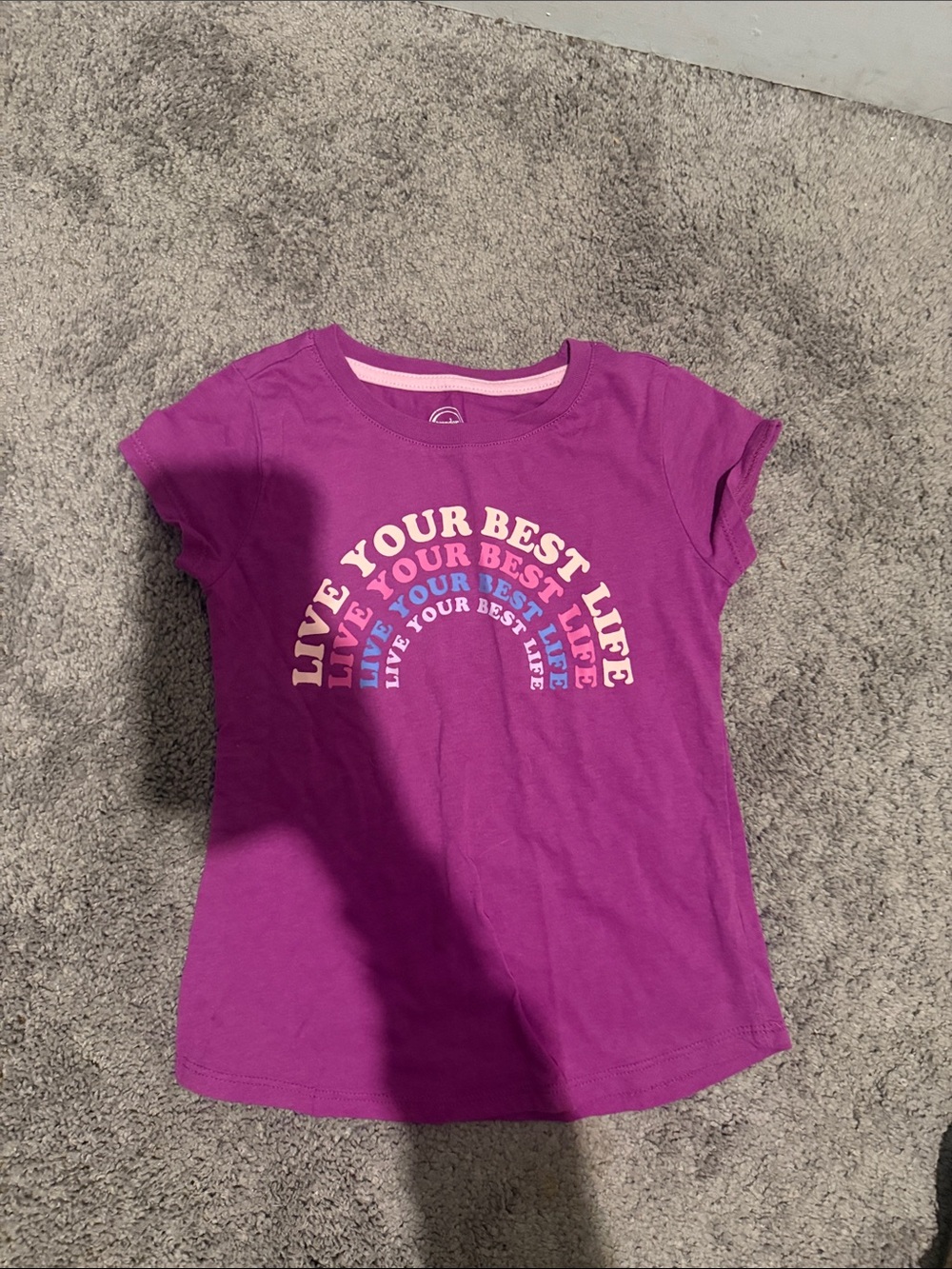 wonder nation Purple Graphic Tee with Rainbow 'Live Your Best Life' Print